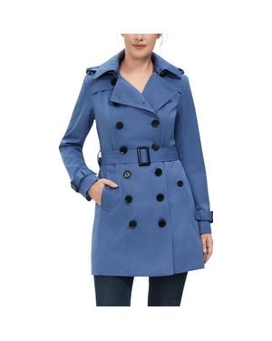 Kimi + Kai Rosie Hooded Trench Coat - Blue