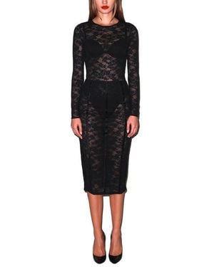 Fleur du Mal Le Stretch Lace Pencil Skirt - Black