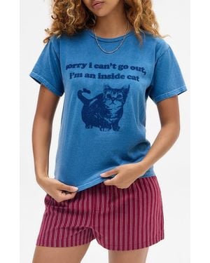 BDG Inside Cat Cotton Graphic T-Shirt - Blue