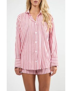 Viens Avec Moi The Summer Boxer Boyfriend Shirt - Red