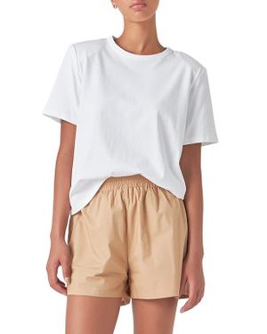 Grey Lab Power Shoulder Cotton T-Shirt - White