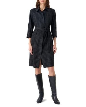 Akris Punto Broken Check Twill Shirtdress - Black
