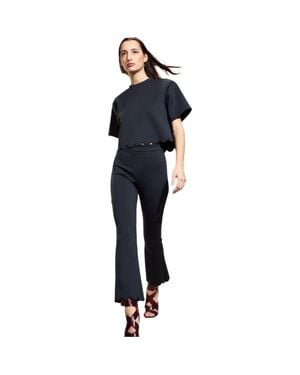 Cynthia Rowley Scallop Bonded Cropped Pants - Blue