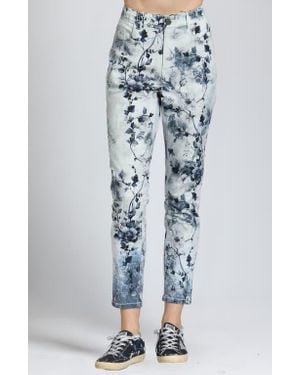 Apny Floral Print Skinny Jeans - Blue