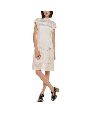 Anna Sui Victorian Lace Combo Drop Waist Dress - Natural