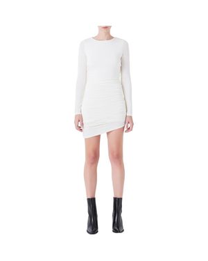 Grey Lab Ruched Long Sleeve Minidress - White