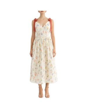 Arose Studio Selah Tie Strap Midi Dress - Natural
