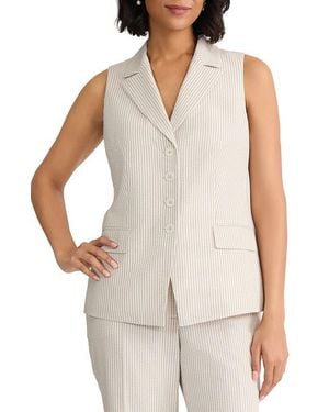 Jones New York Seersucker Stripe Vest - White