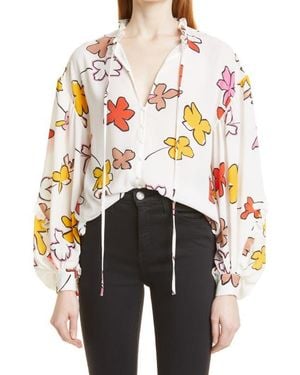 Ted Baker Thurso Floral High-Low Blouse - White