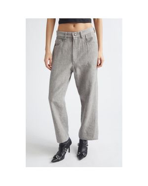 R13 X-Boyfriend Pinstripe Virgin Wool & Linen Pants - Gray