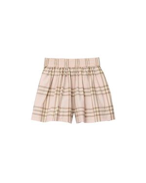 Burberry Girls' Check Cotton Shorts - Natural