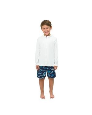 BloqUV Kid's Long Sleeve Full Zip Hoodie Top With Sun And Uv Protection - White