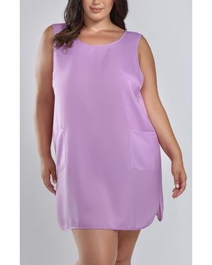 iCollection Satin Sleeveless Dress With Pockets - Purple
