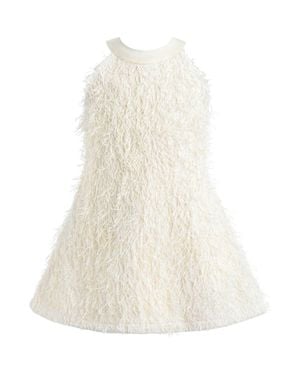 Tulle Rosette Ribbon-Back Dress - White