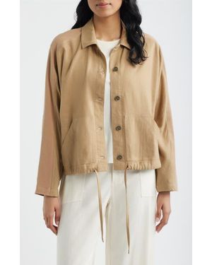 City Blues Crop Dolman Sleeve Shirt Jacket - Natural