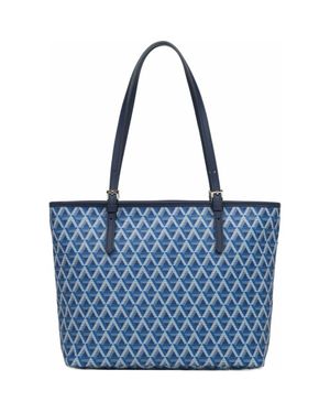 Lancaster Zipped Shoulder Tote Bag M Ikon - Blue