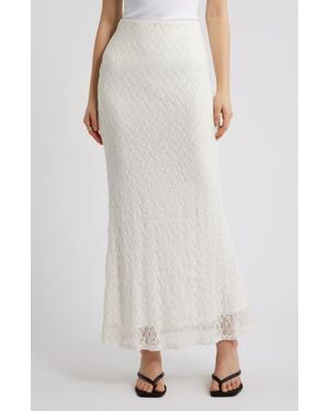 Open Edit Sheer Lace Maxi Skirt - White