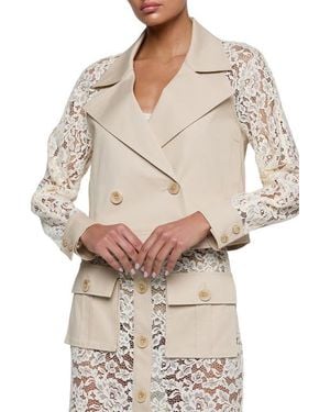L'Agence Novelle Lace Sleeve Trench Coat - Natural