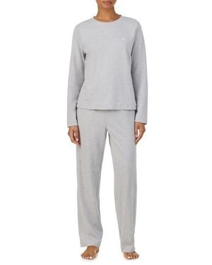 Ralph Lauren Herringbone Print Cotton Pajamas - Gray