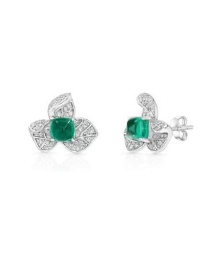 Gemma Azzurro Orchid Emerald Earrings - Green