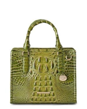 Brahmin Cami Croc Embossed Leather Satchel - Green