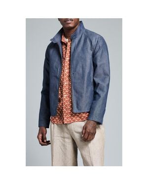 Billy Reid Waxed Denim Harrington Jacket - Blue