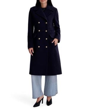 Kenneth Cole Double Breasted Military Coat - Blue