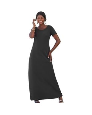 Jessica London Stretch Cotton T-Shirt Maxi Dress - Black