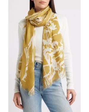 Nordstrom Eyelash Trim Print Cashmere & Silk Wrap - Metallic
