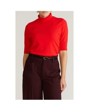 UNIVERSAL STANDARD Savvy Short Sleeve Turtleneck Sweater - Red