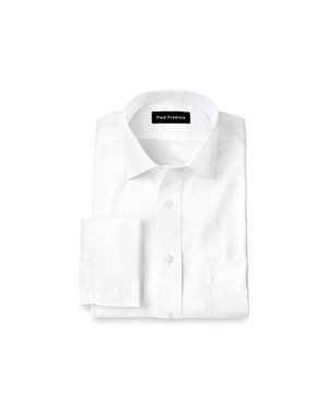 Paul Fredrick Non-Iron Cotton Pinpoint Solid Spread Collar French Cuff  Dress Shirt in Blue for Men | Lyst