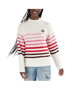 Lusso Ohio State Buckeyes Simone Striple Mock Neck Oversized Pullover Sweater - Red