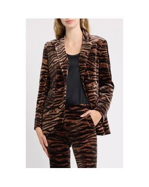 Anne Klein Animal Print One-Button Blazer - Black