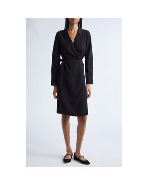 Emporio Armani Long Sleeve Jacquard Faux Wrap Dress - Black