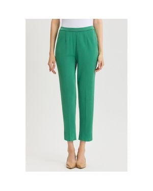 Ming Wang Knit Straight-Leg Ankle Pants - Green