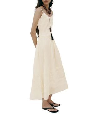 Mango Embroidered Detail Sleeveless Maxi Dress - Natural