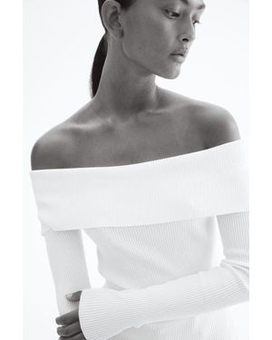 H&M Rib-Knit Off-The-Shoulder Top - White