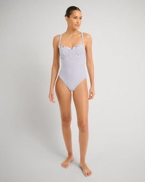 Onia Towel Terry Sailor Stripe Marilyn One Piece - White