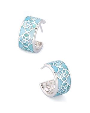 Jan Leslie Petal Gemstone Sterling Huggie Earring - Blue