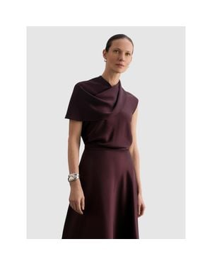 The Fold Ocana Asymmetric Sleeve Blouse - Red