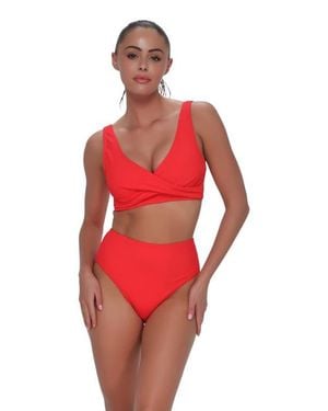 Pacifica by Sunsets Astrid High Waist Bikini Swim Bottoms - Red