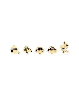 Crislu X Peanuts Snoopy & Woodstock Set Of 5 Assorted Single Stud Earrings - Multicolor