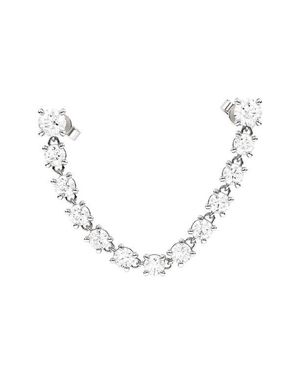 HauteCarat Lab Created Diamond Rope Chain Single Earring With Two Round Studs - Blue