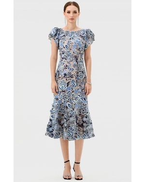 Bariano Peri Flutter Sleeve Midi - Blue