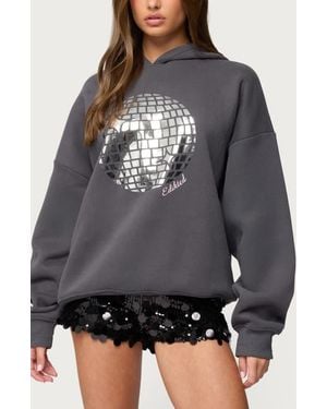 Edikted Disco Ball Cotton Blend Hoodie - Gray