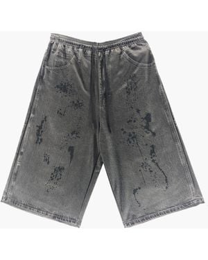 The Celect Jumbo Printed Denim Short - Gray