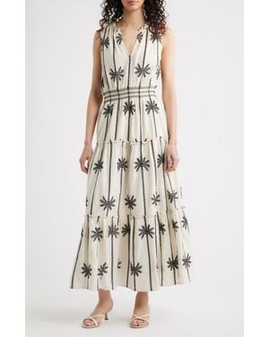 Rails Loulou Embroidered Sleeveless Cotton Maxi Dress - Natural