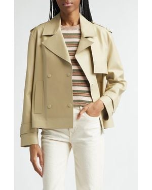 Veronica Beard Heathcliff Crop Leather Trench Coat - Natural
