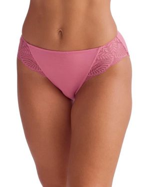 Fleur't Belle Epoque Lace Trim Microfiber Briefs - Pink