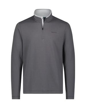 Ben Sherman Textured Knit Quarter Zip Pullover - Gray